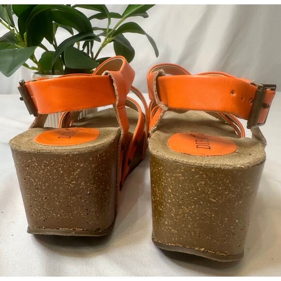 Diba True Comfort Wedges Orange Strappy Sandals - Picture 4 of 6